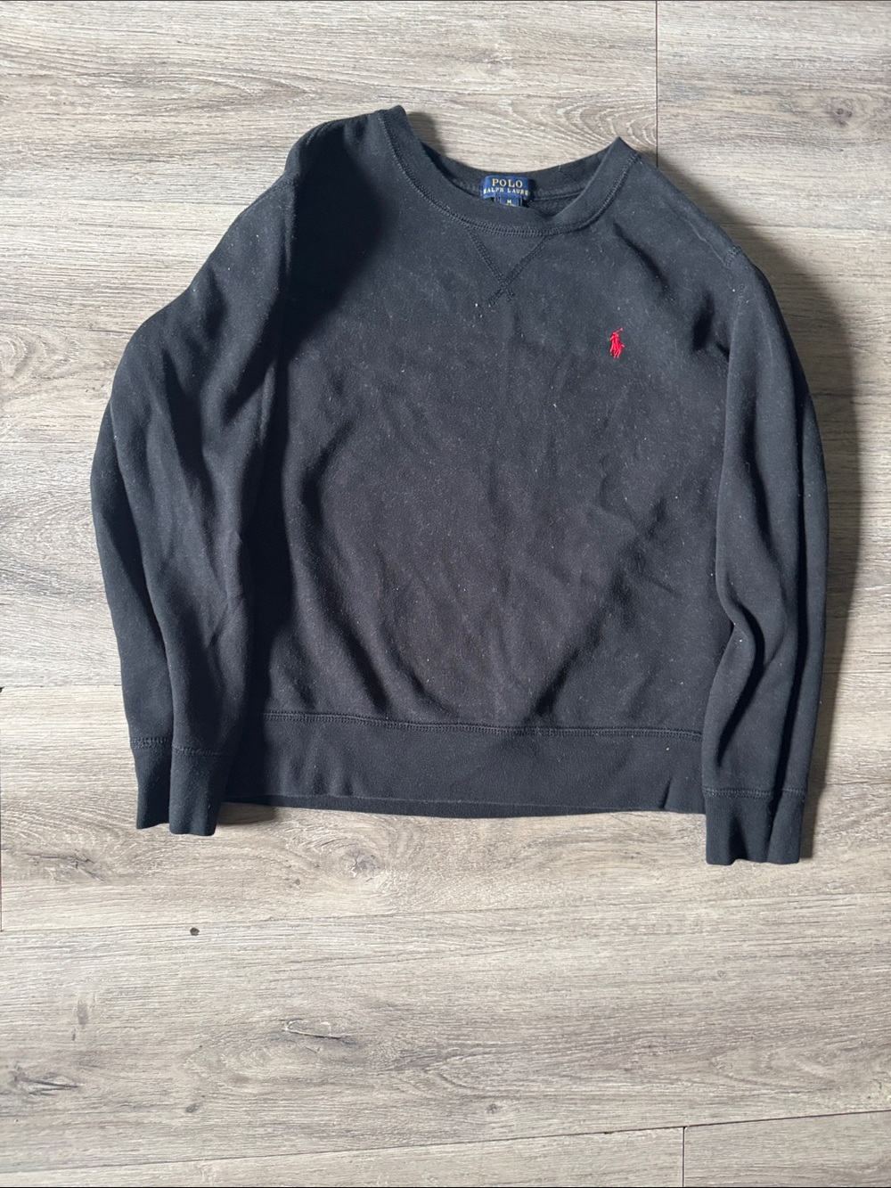 Ralph Lauren Black Crewneck Sweater with Red Pony